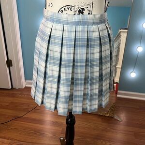 Stylish Blue Plaid Mini Skirt